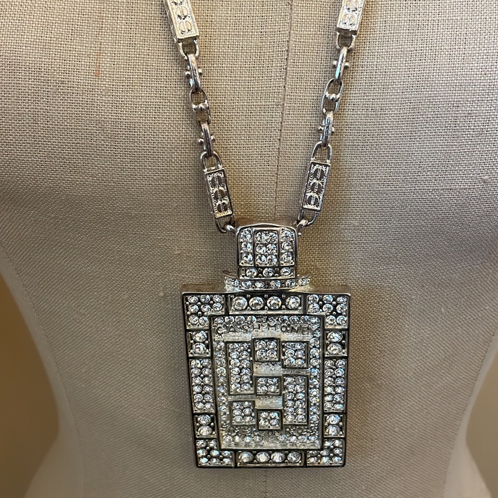 Bling Silver Tone, Rhinestone Statement Necklace - image 5